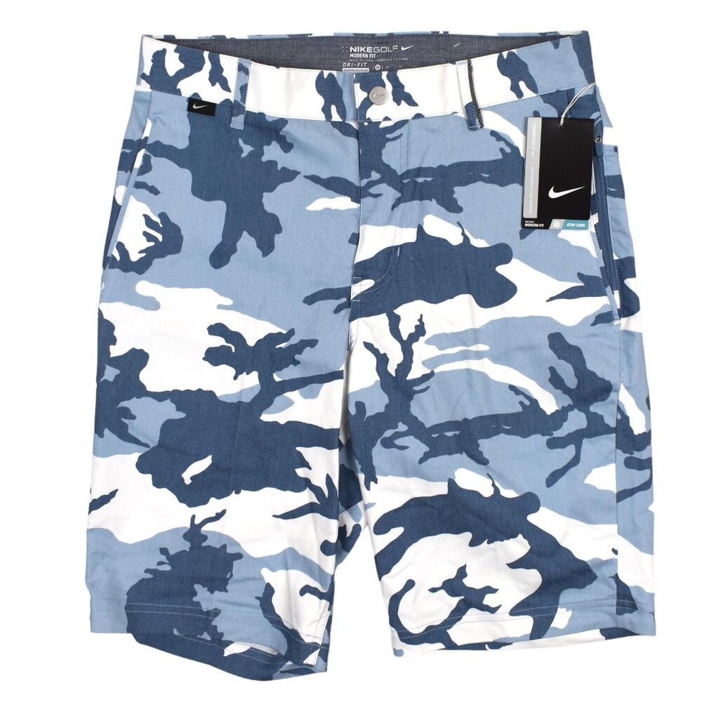 NWT Nike Golf Shorts, Blue Camo Dri-Fit, Modern Fit Men's 28